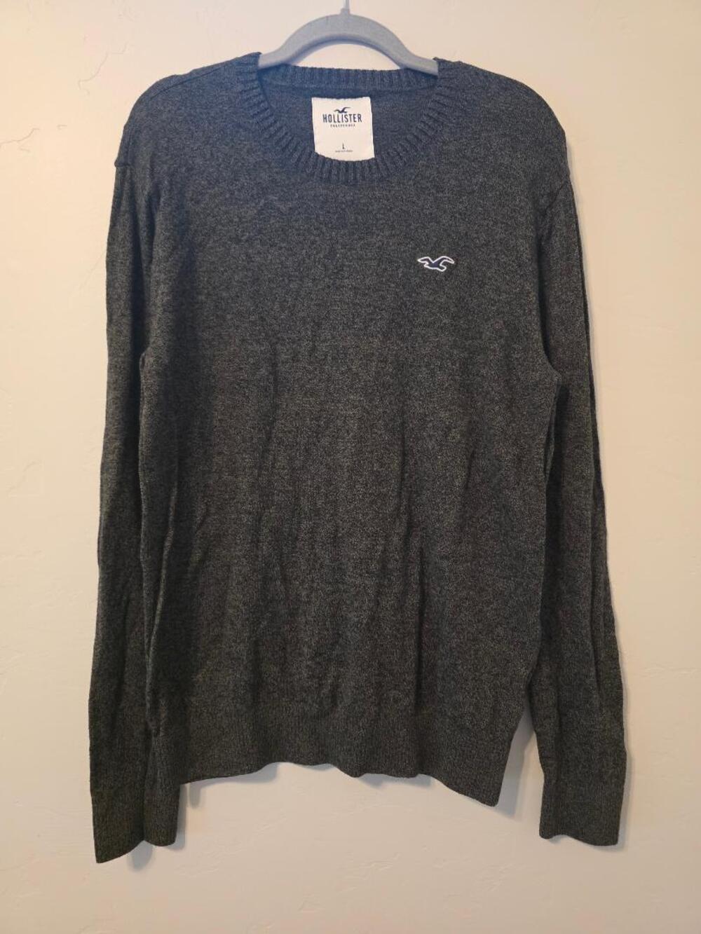 Hollister Men’s Preppy Knit Sweater Large Green Coastal Crewneck